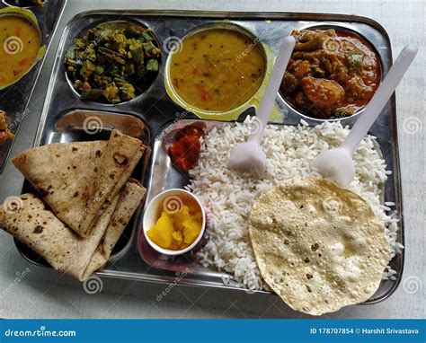 A Typical North Indian Thali Consisting of Multiple Bowls Full of ...