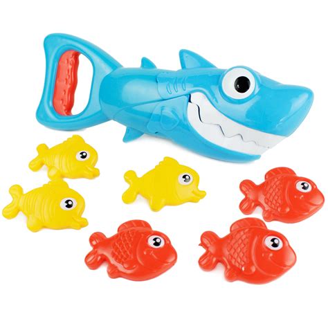 Boley Shark Grabber Bath Toy Set - Great White Shark with Teeth Biting ...