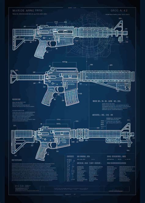 'M16 rifle blueprint' Poster by amelie Again | Displate