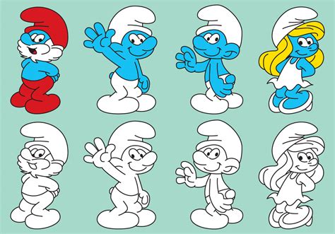 Colorful & Line Smurfs - Download Free Vector Art, Stock Graphics & Images