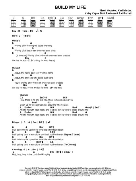 Build My Life Chord Chart