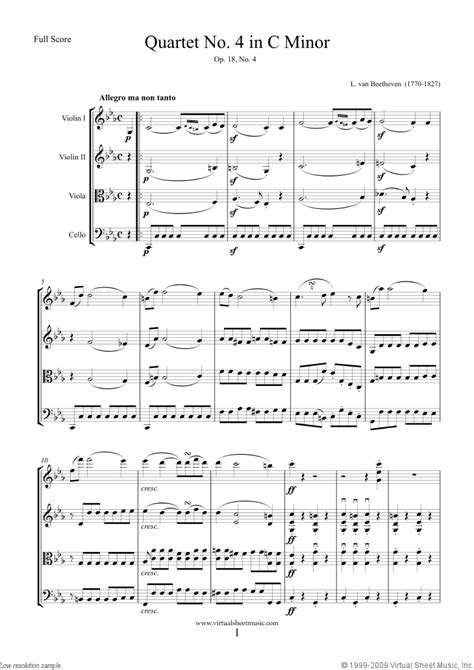 Beethoven - Quartet Op.18 No.4 in C minor sheet music for string quartet