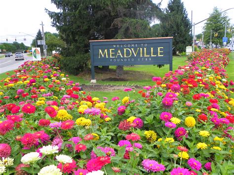 Welcome to Meadville | Colorful Zinnias frame welcome sign t… | Flickr