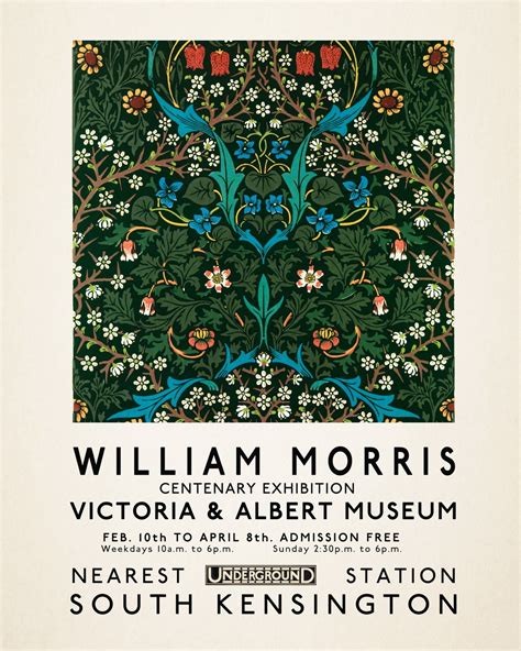 William Morris Exhibition Poster, Victoria and Albert Museum, London, Flower Poster, William ...