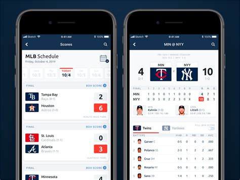 MLB Schedule Scores & Box Score by Steve on Dribbble