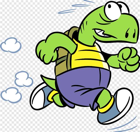 Turtle The Tortoise and the Hare Cartoon, Running Turtle, comics, animals png | PNGEgg