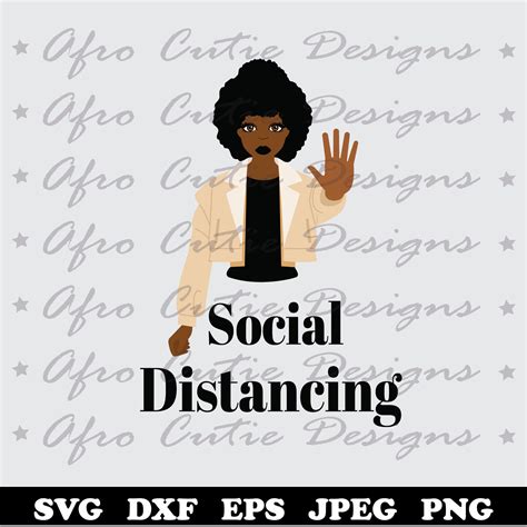 Black girl social distancing clip art svg African American | Etsy