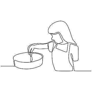 cooking,illustration,food,woman,kitchen,vector,continuous,cook,meal ...