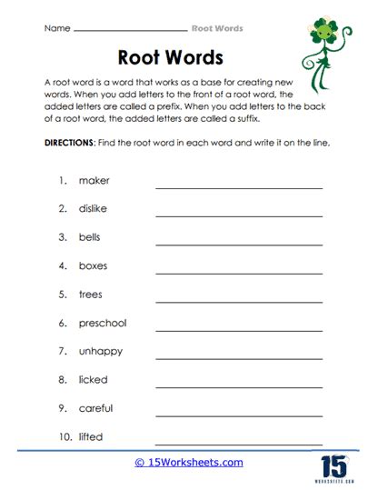 Root Words Worksheets - 15 Worksheets.com