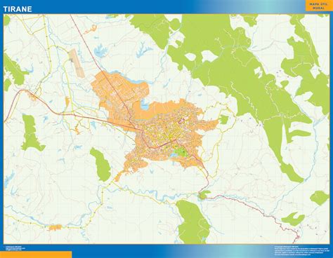 Tirana wall map | Wall maps of countries of the World