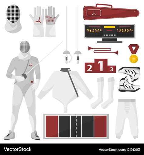 Fencing sport equipment set Royalty Free Vector Image