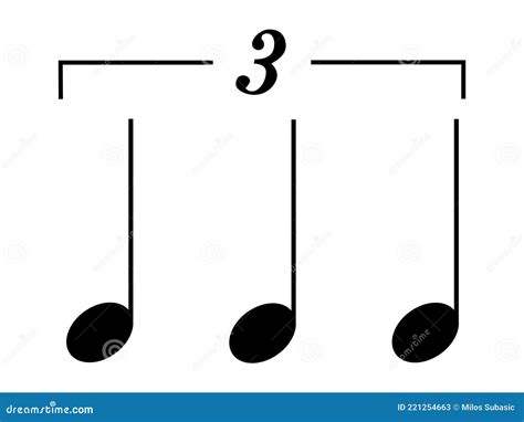 Black Music Symbol of Tripletâ€”three Quarter Notes Stock Vector ...