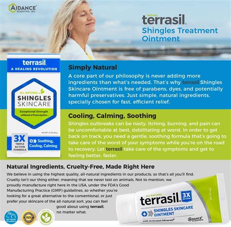 Terrasil Shingles Skincare Cream 3X Triple Action Patented Natural Formula - 45gm Tube - 1.58 Ounce