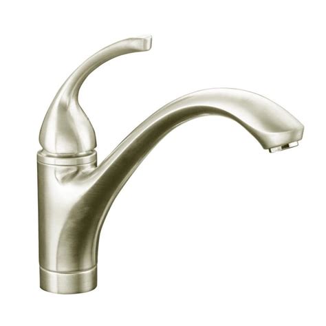 Shop KOHLER Forte Vibrant Brushed Nickel 1-Handle Low-Arc Kitchen Faucet at Lowes.com