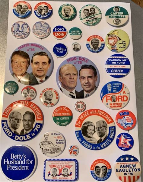 1976 Presidential Campaign Buttons - Ford, Carter -- Antique Price ...