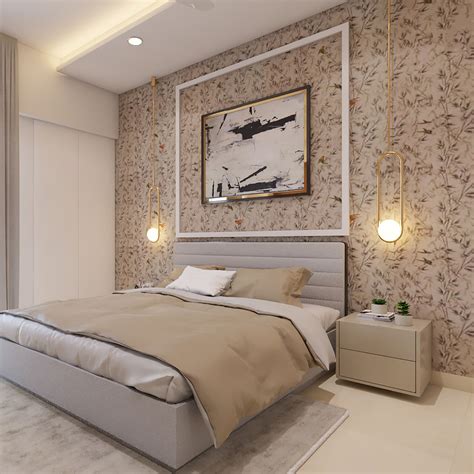 Floral Bedroom Wallpaper Design In Brown | Livspace