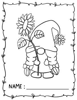 Printable Sunflower Gnome Coloring Pages by Chonnieartwork | TPT