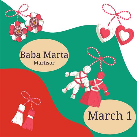 Baba Marta festival signboard, Bulgarian holiday 15952040 Vector Art at Vecteezy