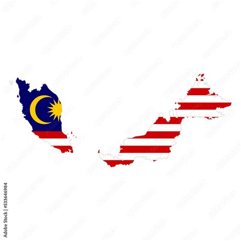 Malaysia map and flag on the map, vector illustration Stock Vector ...