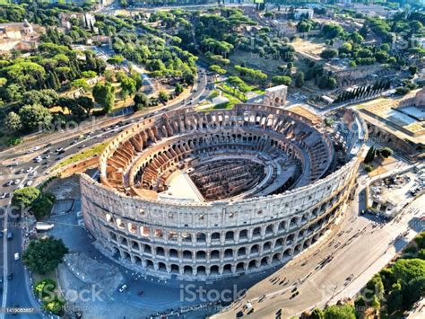 Aerial View Of The Colosseum Stock Photo - Download Image Now - Aerial View, Ancient ...