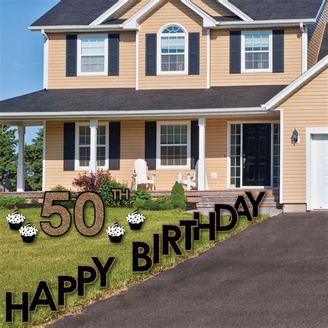 Adult 50th Birthday - Gold - Yard Sign Outdoor Lawn Decorations - Happy ...