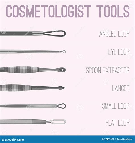 Cosmetologist Tools Image stock vector. Illustration of lancet - 97451024