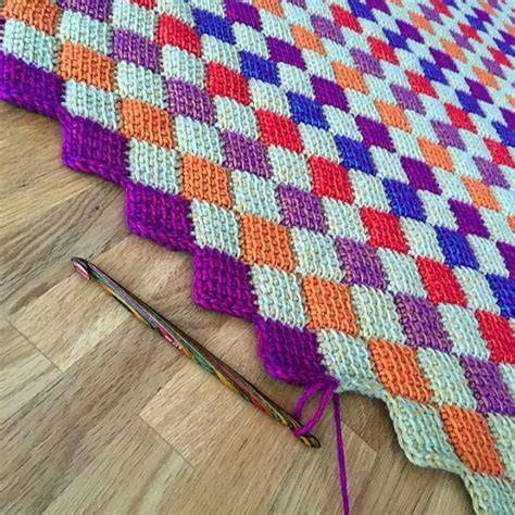 How To Crochet Tunisian Entrelac Stitch Blanket