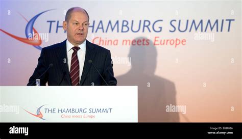 The Mayor of Hamburg, Olaf Scholz (SPD), speaks during the opening of the 'Hamburg Summit: China ...