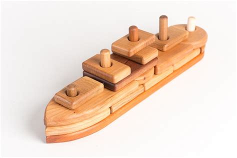 Wooden Toy Boat Organic Educational Wooden by asummerafternoon