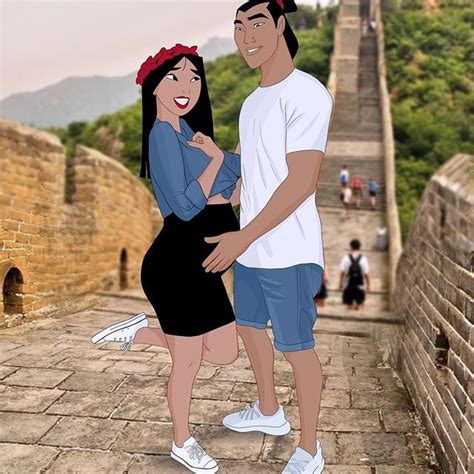 Mulan and Captain Li Shang | Artist Transforms Disney Princesses Into Pregnant Women | POPSUGAR ...