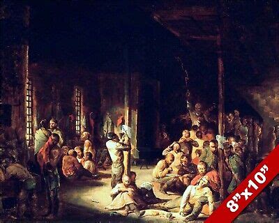 US CIVIL WAR Confederate Libby Prison Oil Painting Art Real Canvas ...