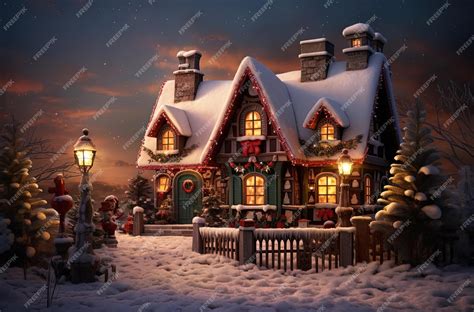 Premium AI Image | christmas landscape wallpaper house in the style of ...