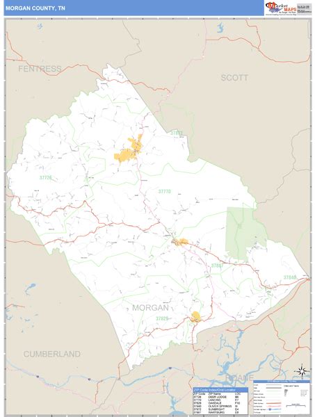 Morgan County, Tennessee Zip Code Wall Map | Maps.com.com