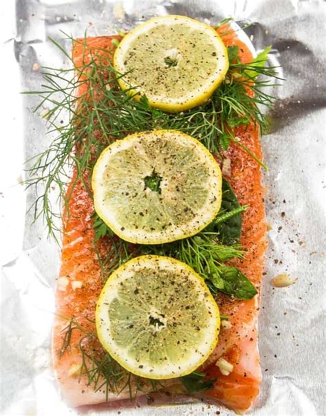 Foil Wrapped Salmon with Lemon and Herbs - Everyday Eileen