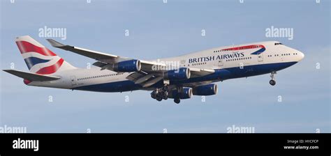 British Airways Boeing 747 Jumbo Jet G-CIVO on final approach to London-Heathrow Airport LHR ...