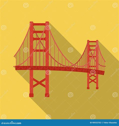 Golden Gate Bridge Icon in Flate Style Isolated on White Background. USA Country Symbol Stock ...