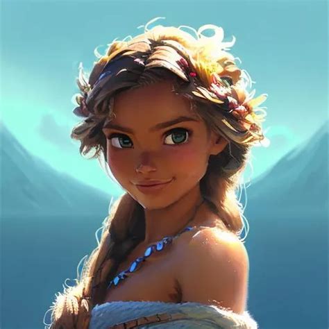 Anime Moana, extremely detailed, realistic. Krenz Cu...