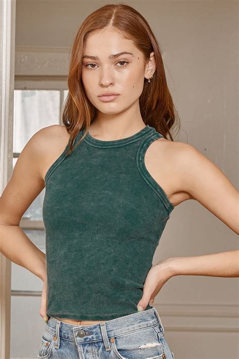 Dark Green Top - Ribbed Tank Top - Cropped Tank Top - Lounge Top - Lulus