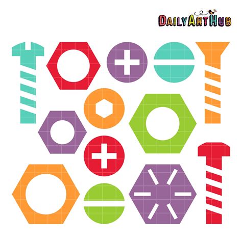 Nuts And Bolts Clip Art Set – Daily Art Hub // Graphics, Alphabets & SVG