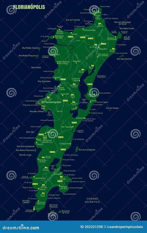 Colorful Florianopolis Island Map, Brazil Stock Vector - Illustration of icon, classic: 202321298