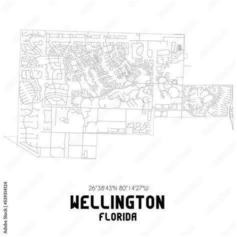 ภาพประกอบสต็อก Wellington Florida. US street map with black and white ...