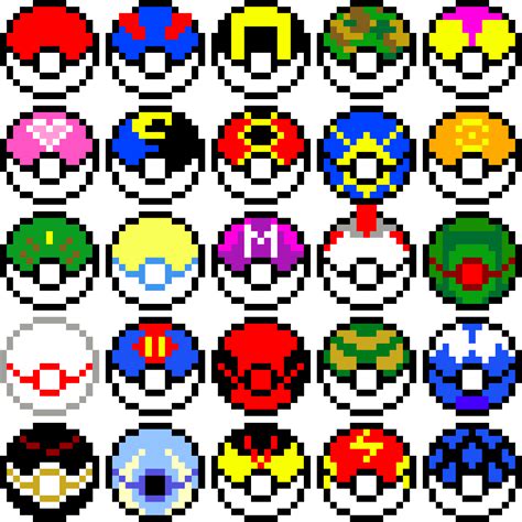 Pokeballs Pixel Art - Grid Paint | Pixel art pokemon, Pixel art ...