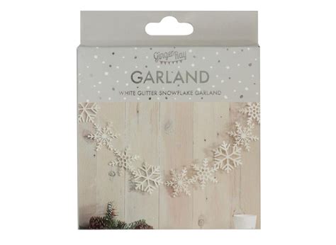 White Glitter Snowflake Garland