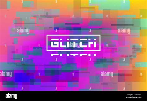 Glitch pink and yellow. Damaged data template. Digital vibrant effect with random color shapes ...