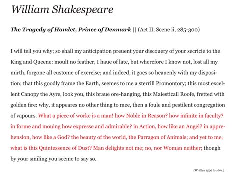 William Shakespeare, monologue from Hamlet