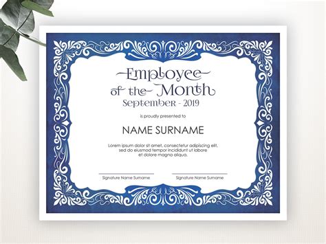 Employee of the Month EDITABLE Template Editable Award | Etsy | Certificate templates, Template ...
