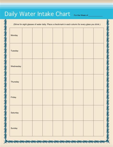 10 Best Printable Fluid Intake Charts - printablee.com Daily Water Intake Chart, Homework Space ...