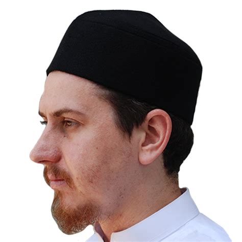 TheKufi® Black Moroccan Fez-style Muslim Kufi Hat Cap with Pointed Top ...