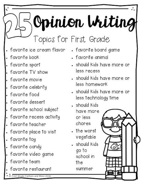 Opinion Topics For Kids To Write About