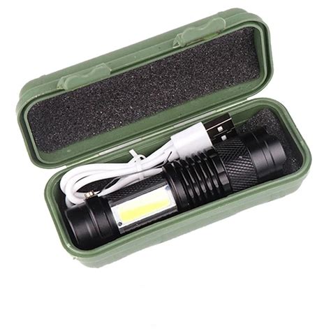 LED Flashlight Torch USB Rechargeable Built-in Battery Zoomable ...